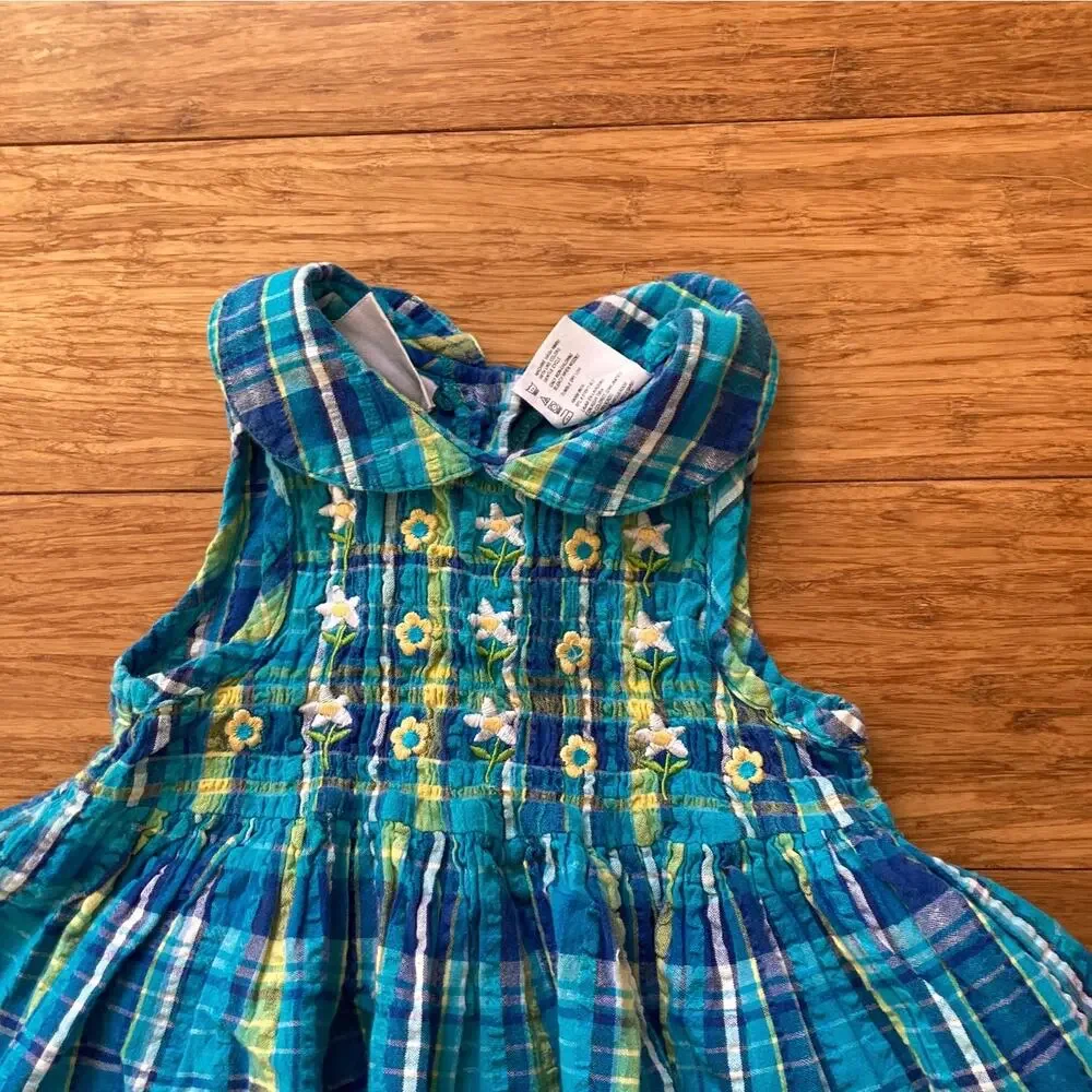 Small Steps Blue & Yellow Plaid Toddler Dress, Size 24M